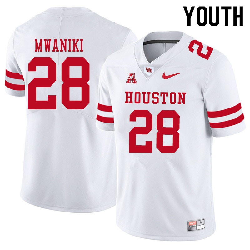 Youth #28 Thabo Mwaniki Houston Cougars College Football Jerseys Sale-White - Click Image to Close